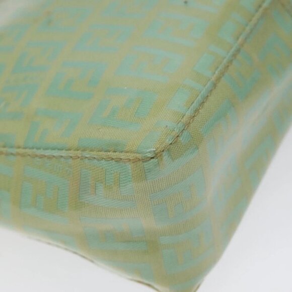 FENDI Zucchino Canvas Hand Bag Peppermint Silver Auth bs24337 - Picture 14 of 16